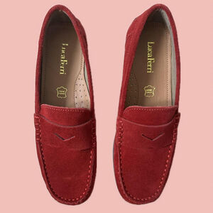 Red Suede Leather Loafers – Luca Ferri